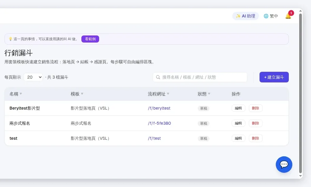 InfoBox 後台 funnels_list