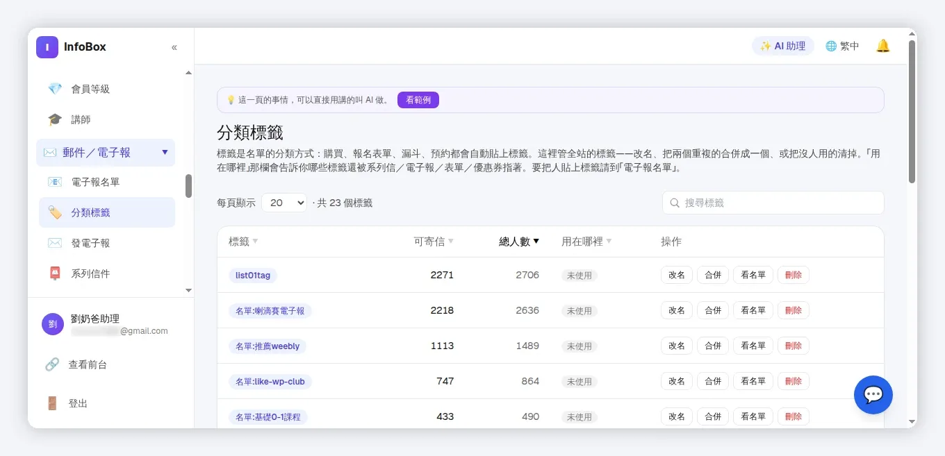 InfoBox 分類標籤列表與合併操作