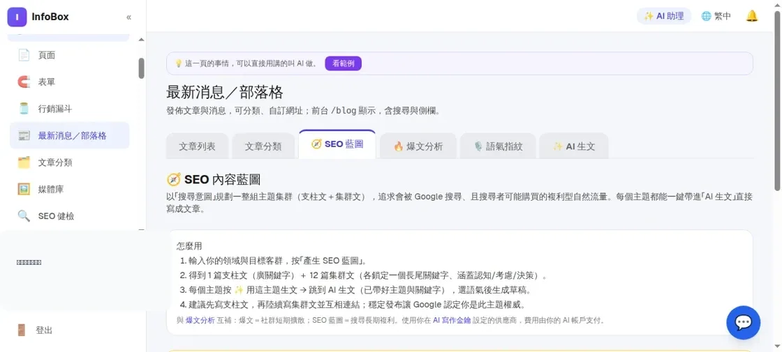 InfoBox 後台 seo_plan