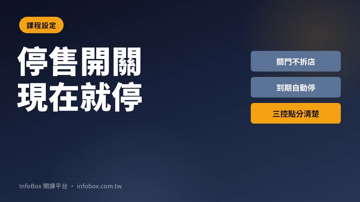 課程「停售」開關:現在就停,與到期自動停是兩件事