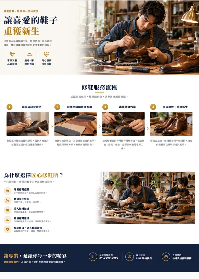修鞋皮件保養網站範本