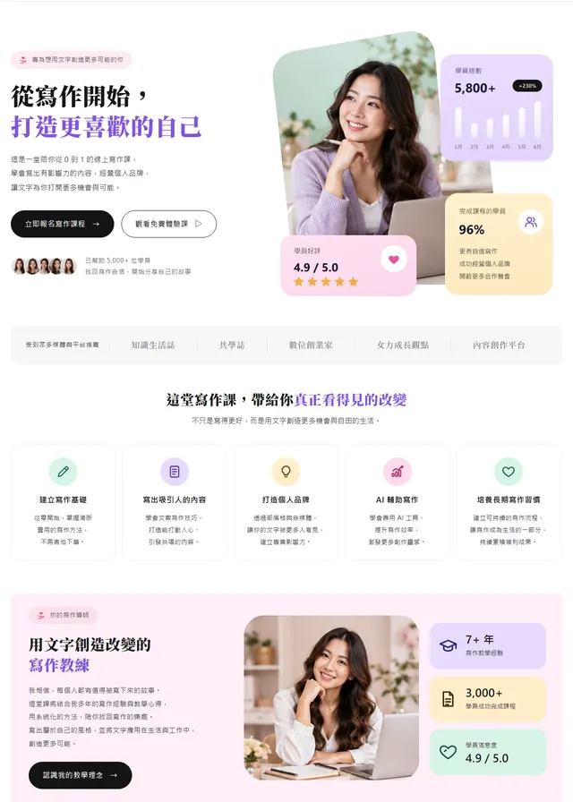 線上課程銷售頁網站範本